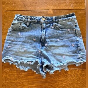 Tinseltown Light Blue Jean Shorts with Pink Accents